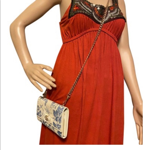 Gucci canvas ribbon Marmont wallet on chain - Picture 7 of 16